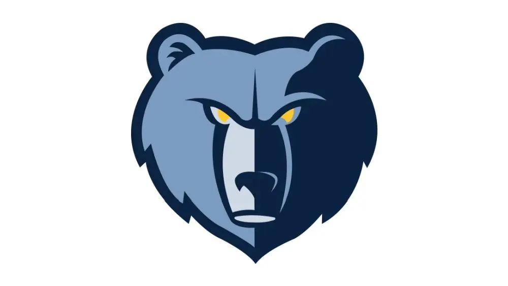 Memphis Grizzlies Logo A blue bears head with yellow eyes on white background