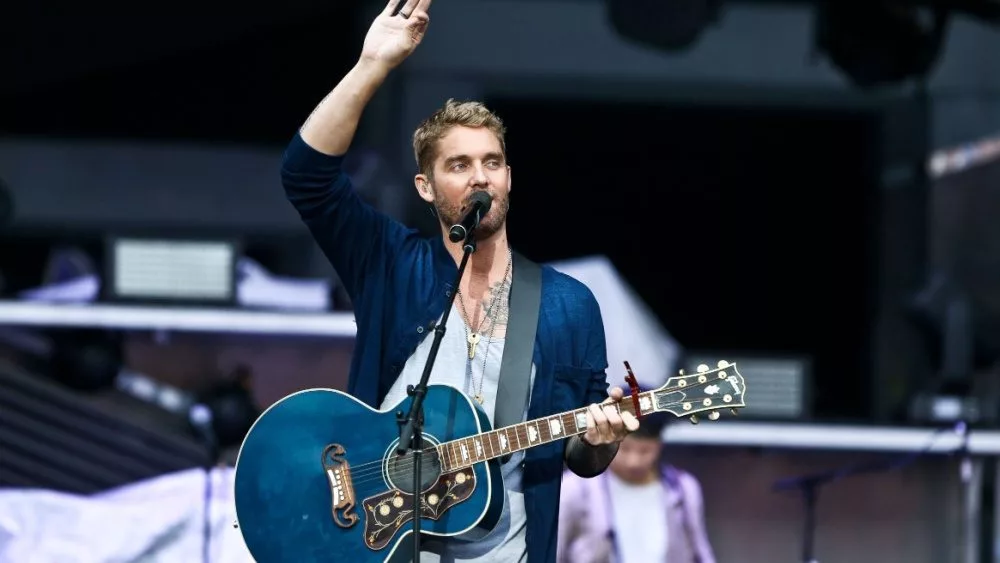 Brett Young performs during the You Look Good World Tour at Northwell Health at Jones Beach Theatre on July 14^ 2017 in Wantagh^ New York.