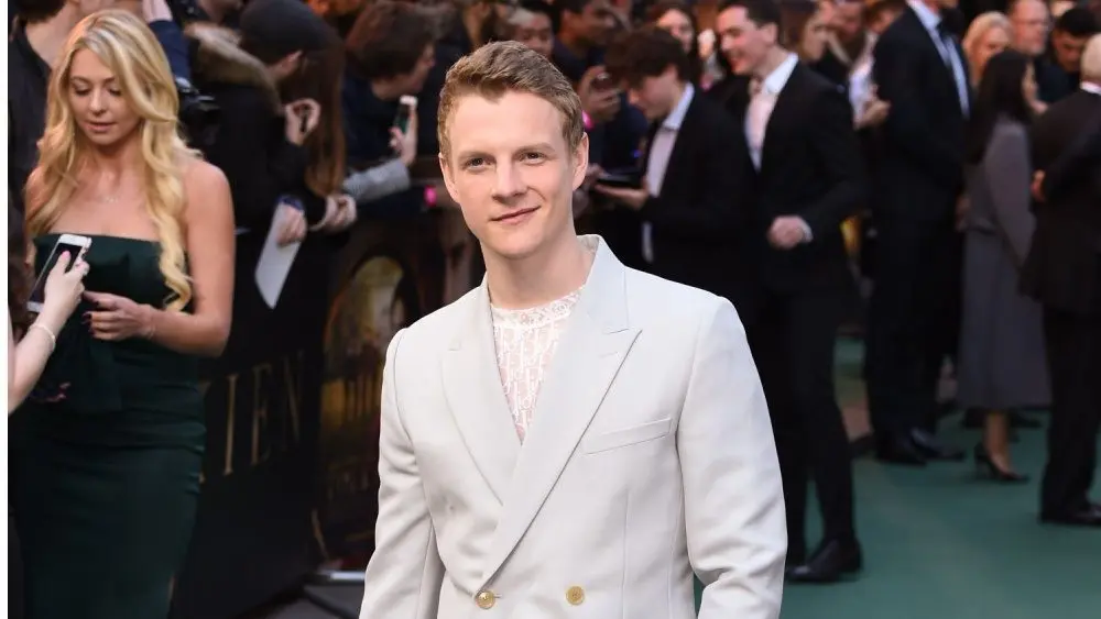 Patrick Gibson arriving for the "TOLKIEN" premiere at the Curzon Mayfair^ London. April 29^ 2019