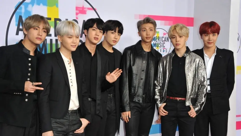 Jungkook^ Jimin^ V^ Suga^Jin^ J-Hope and Rap Monster of BTS at the 2017 American Music Awards held at the Microsoft Theater in Los Angeles^ USA on November 19^ 2017.