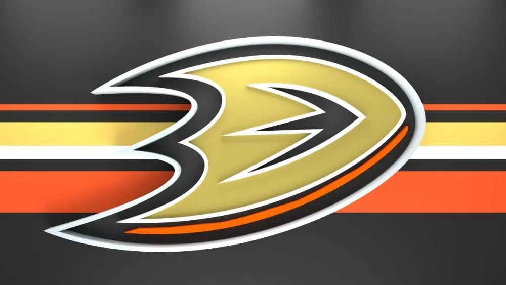 Emblem of the Anaheim Ducks. The Anaheim Ducks are a professional ice hockey team. Logo for presentation or infographics. 3D render. 3D Illustration