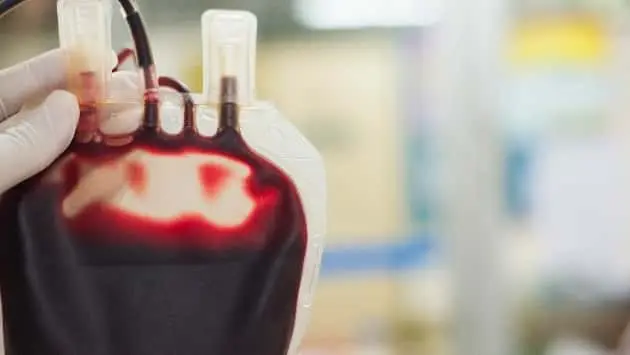 close-up-bag-of-blood-on-blur-background
