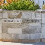 Entrance to Harvard Medical School campus of this private Ivy League research university. Boston^ MA^ USA - October 26^ 2025