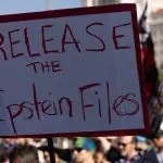 Protestors push for the release of the Jeffrey Epstein files during the No Kings movement. Los Angeles^ California^ USA - October 18^ 2025