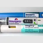 Mounjaro^ Ozempic and Wegovy pens on white background Valparaiso^ IN USA - January 15^ 2025