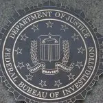 F.B.I. seal of the Department of Justice/Federal Bureau of Investigation located outside the J. Edgar Hoover F.B.I. Building in downtown Washington^ DC