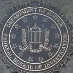 F.B.I. seal of the Department of Justice/Federal Bureau of Investigation located outside the J. Edgar Hoover F.B.I. Building in downtown Washington^ DC