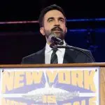 NYC Zohran Mamdani speaks during 'New York is not for sale' rally at Forest Hill Stadium in New York on October 26^ 2025.