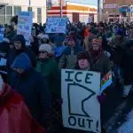 Protest Anti ICE and anti Trump^ community united Minneapolis^ Minnesota^ USA. 12/20/2025