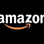 Amazon logo. Editorial icon isolated on black background