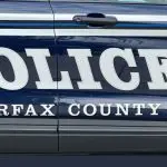 Fairfax County Police department sign decal on vehicle. Fairfax is a county in Northern Virginia. MCLEAN^ VIRGINIA - AUGUST 16^ 2024