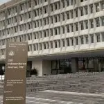 Outside United States Department of Health and Human Services headquarters^ exterior of Herbert Humphrey federal office building Washington DC US - December 02^ 2019