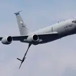 A United States Air Force KC-135 Stratotanker performs at the 2023 Cleveland International Airshow. CLEVELAND^ OHIO USA - September 3^ 2023