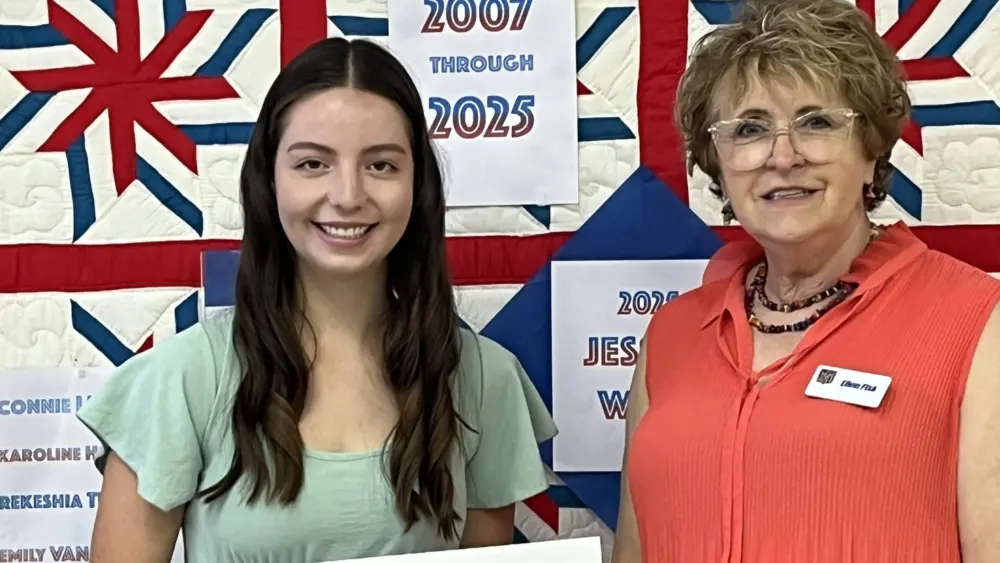 Pictured from left to right are: Jessica Wells, recipient and Ellen Fisk Committee Chairman.