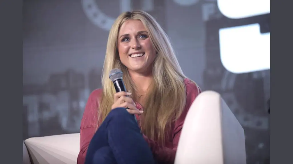 A picture Riley Gaines speaking with attendees at the 2023 Pastors Summit.