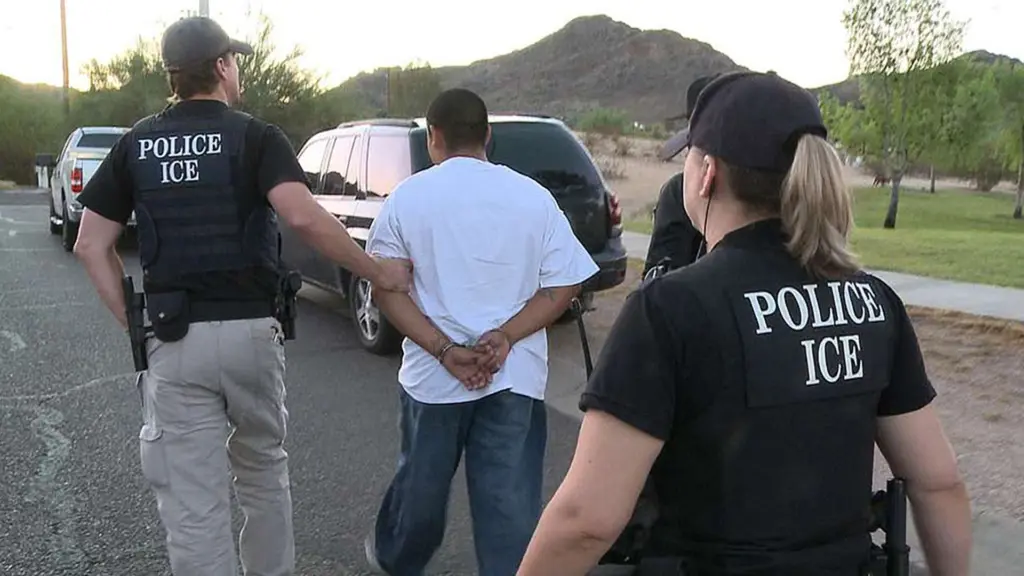 A picture of ICE agents arresting a person