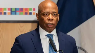 Mayor Eric Adams speaks during COVID-19 five year remembrance event at NYC Health + Hospitals - Elmhurst hospital New York^ NY - March 14^ 2025