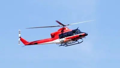 Rescue helicopter with blue sky in the background