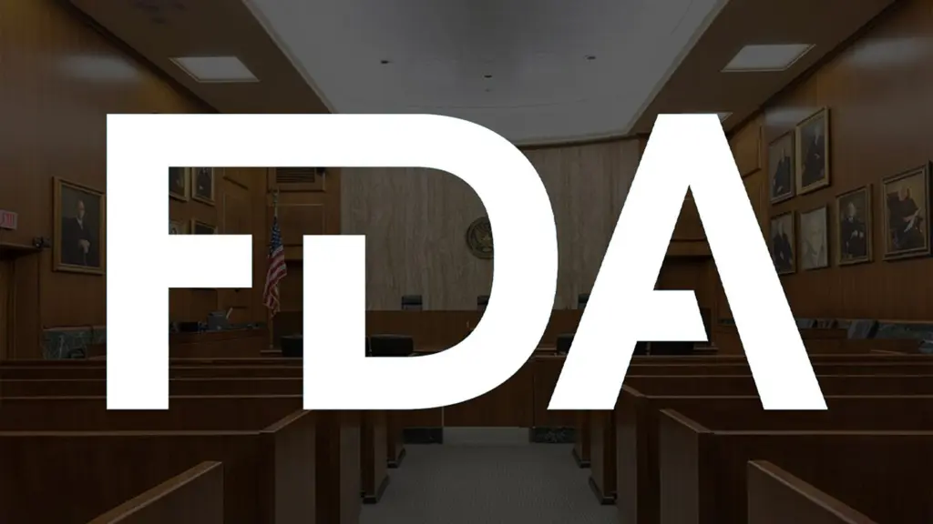 FDA Logo on the courtroom background