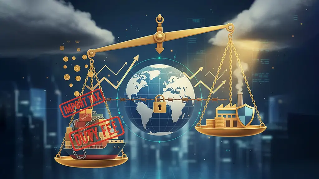 A graphic illustrating the global effect of tariffs generated by Google Gemini