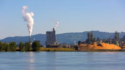 Pulp and Paper Mill along Columbia River in Longview Washington State