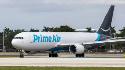 Amazon Prime Air Boeing 767-300ER(BDSF) airplane at Miami airport in the United States. Miami^ United States - November 6^ 2025