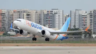 Boeing 737 MAX 8 - FlyDubai take off from Ben gurion airport Tel Aviv ^ Israel - 03.14.2023