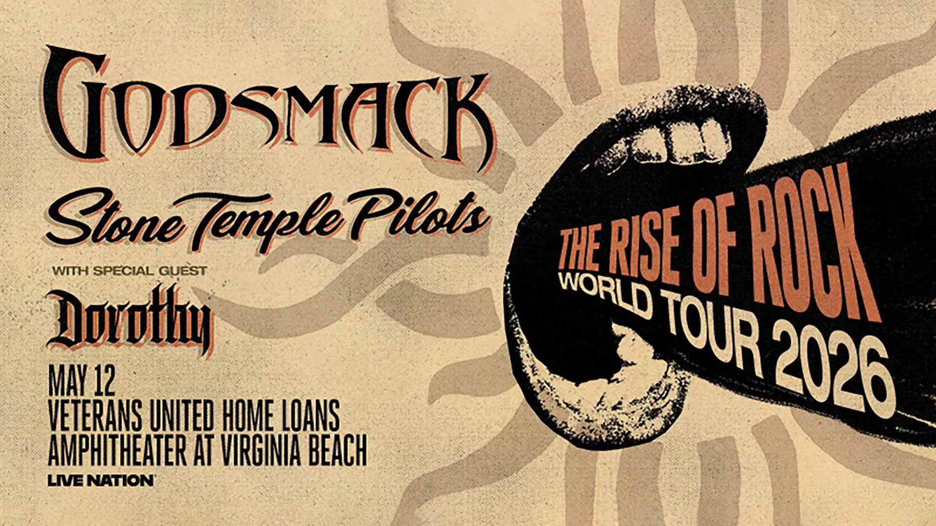 Godsmack The Rise of Rock World Tour 2026 tour art