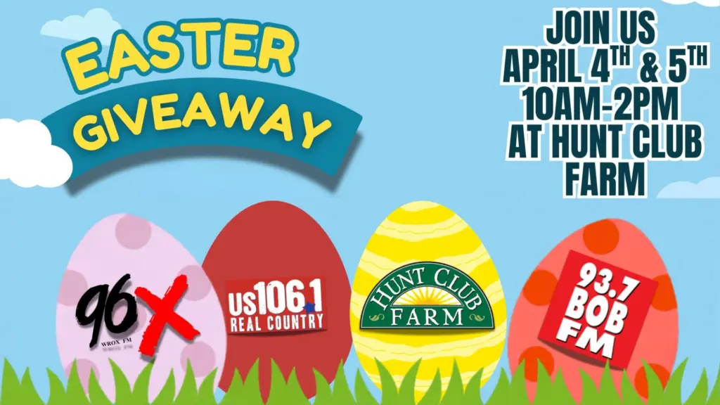 Easter weekend giveaway at Hunt Club Farm on April 4th and 4th