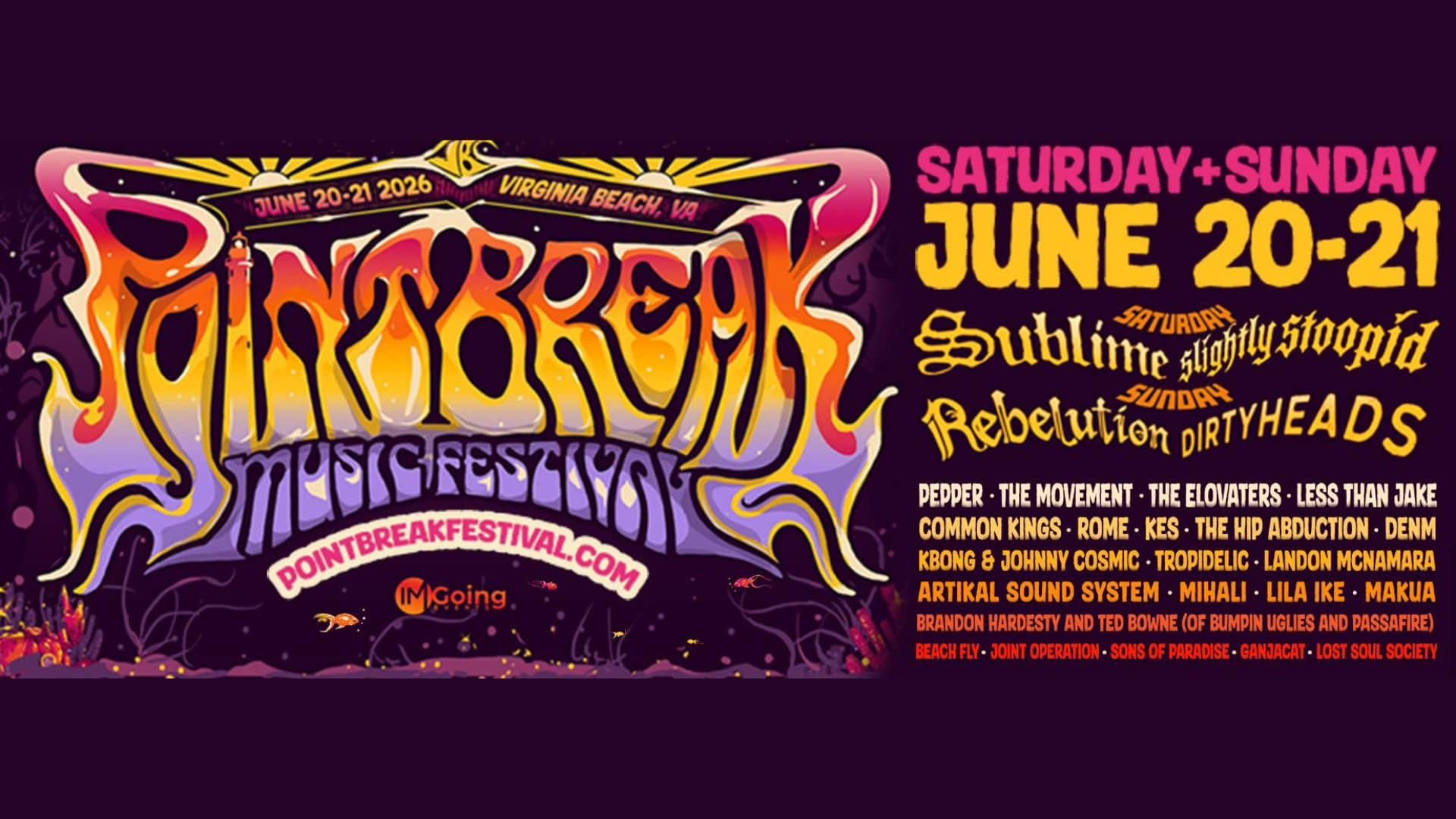 Photo promoting the Lineup for the Point Break Music Festival on June 20-21