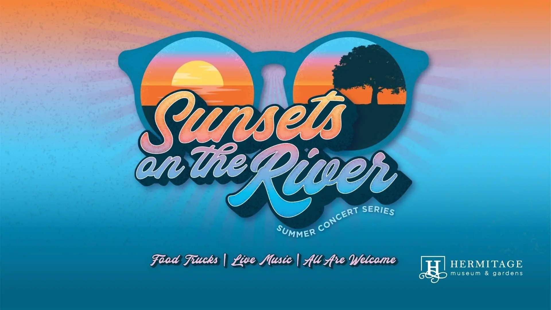 Image promoting the Sunsets on the River series at the Hermitage Museum & Gardens