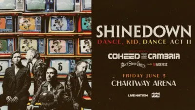 Promotional Image for Shinedown coming to Chartway Arena with Coheed and Cambria, Black Stone Cherry and DJ Rock Feed on Friday, June 5