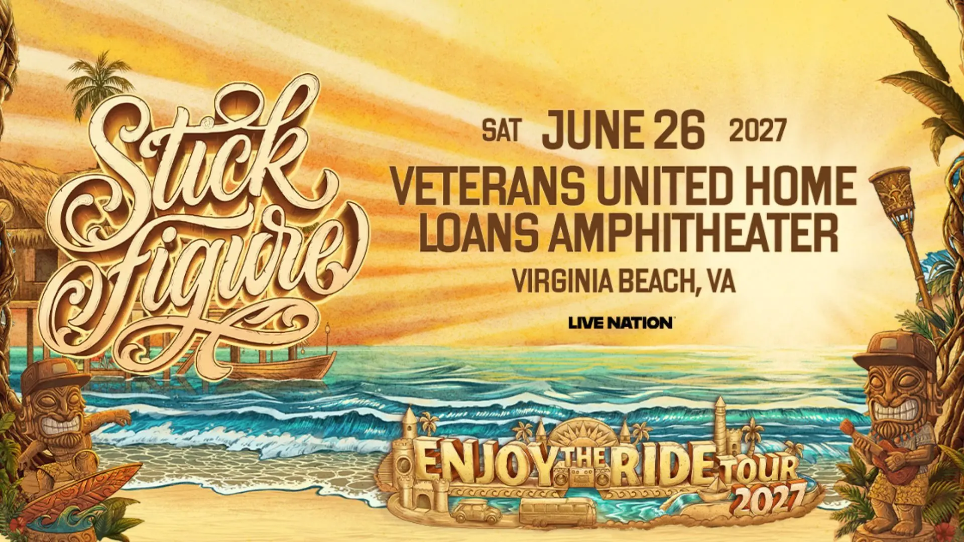 Image promoting Stick Figure in Virginia Beach at the Veterans United Home Loans Ampitheater on June 26, 2027