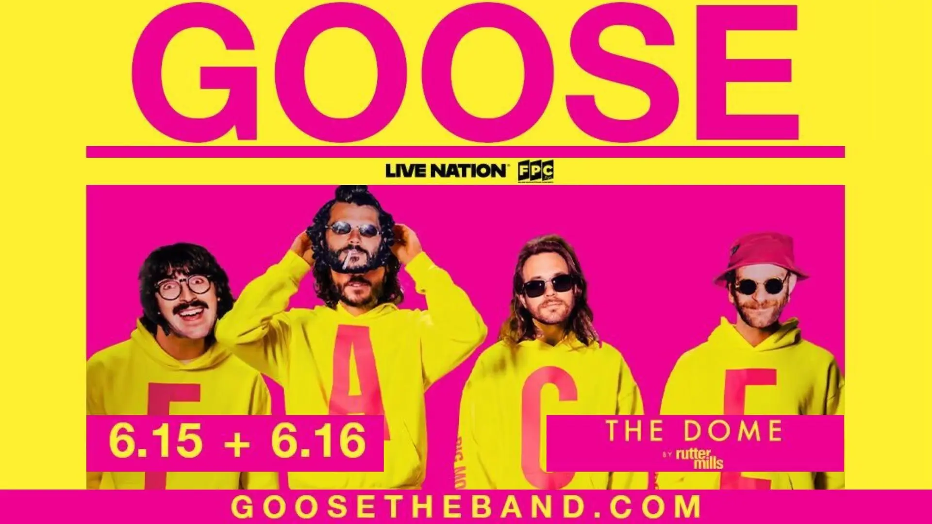 Image promoting that Goose is heading to The Dome in Virginia Beach on 6/15 & 6/16 this summer.