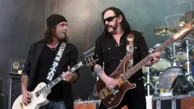 xBassplayer Ian "Lemmy" Kilmister (R) and guitarist Phil Campbell of Motorhead perform on July 4^ 2009 in Brno^ Czech Republic.