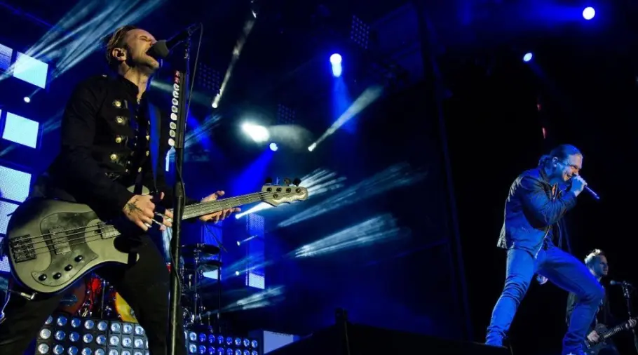 Brent Smith and Eric Bass with Shinedown perform live onstage at Rockstar Uproar Festival on September 25 2012 in Nampa^ Idaho