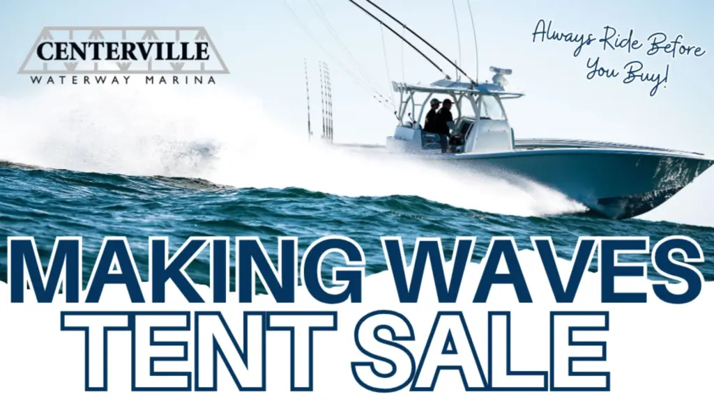 Photo promoting Making Waves Tent Sale at Creekville Marina on April 25-26