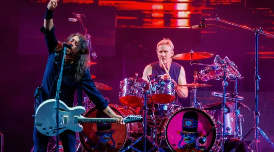 Frontman Dave Grohl^ drummer Josh Freese. Concert of Foo Fighters 07 July 2024. Rock Werchter Belgium