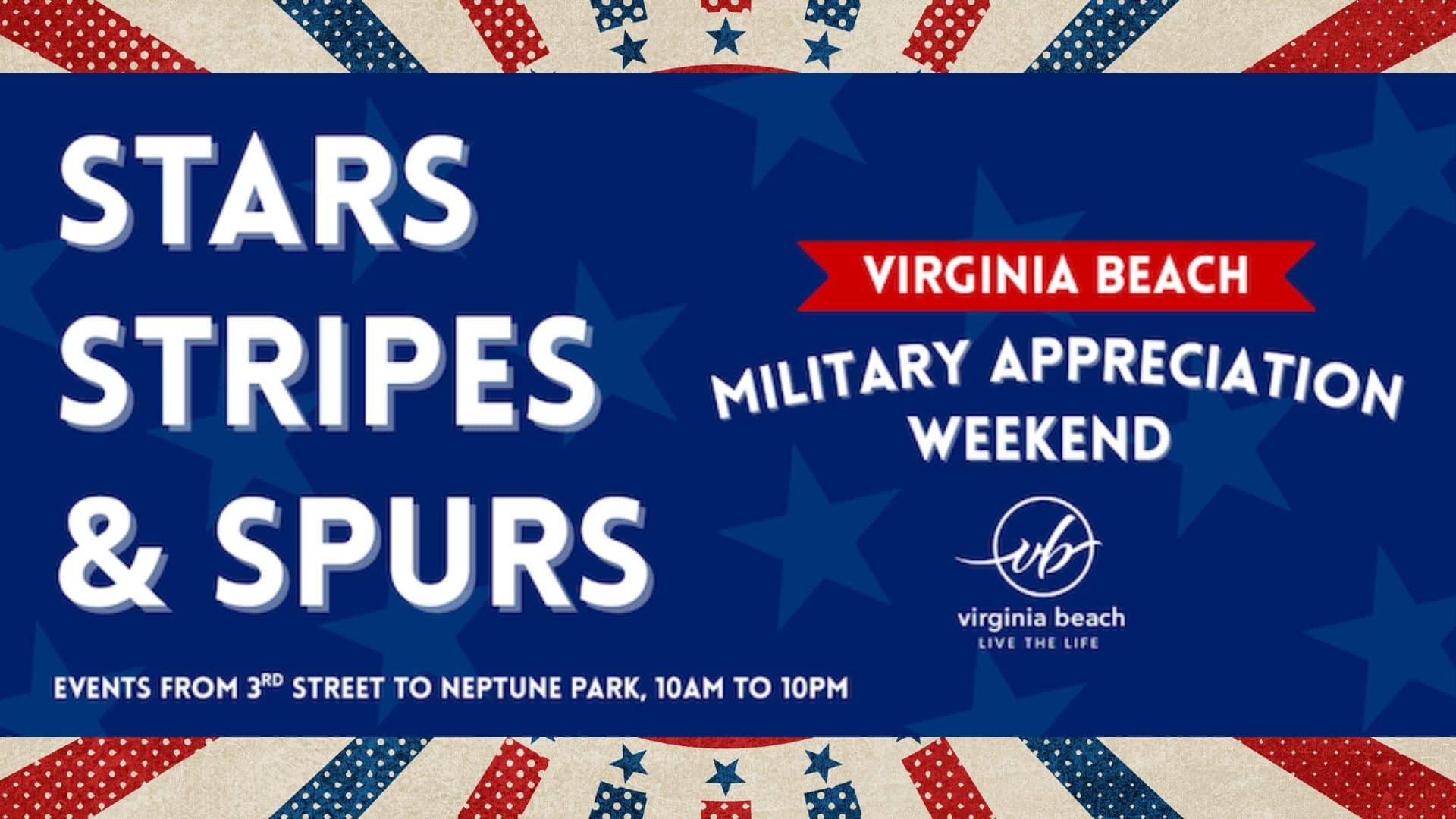 Image promoting Stars, Stripes and Spurs for Military Appreciation Weekend on April 24-26