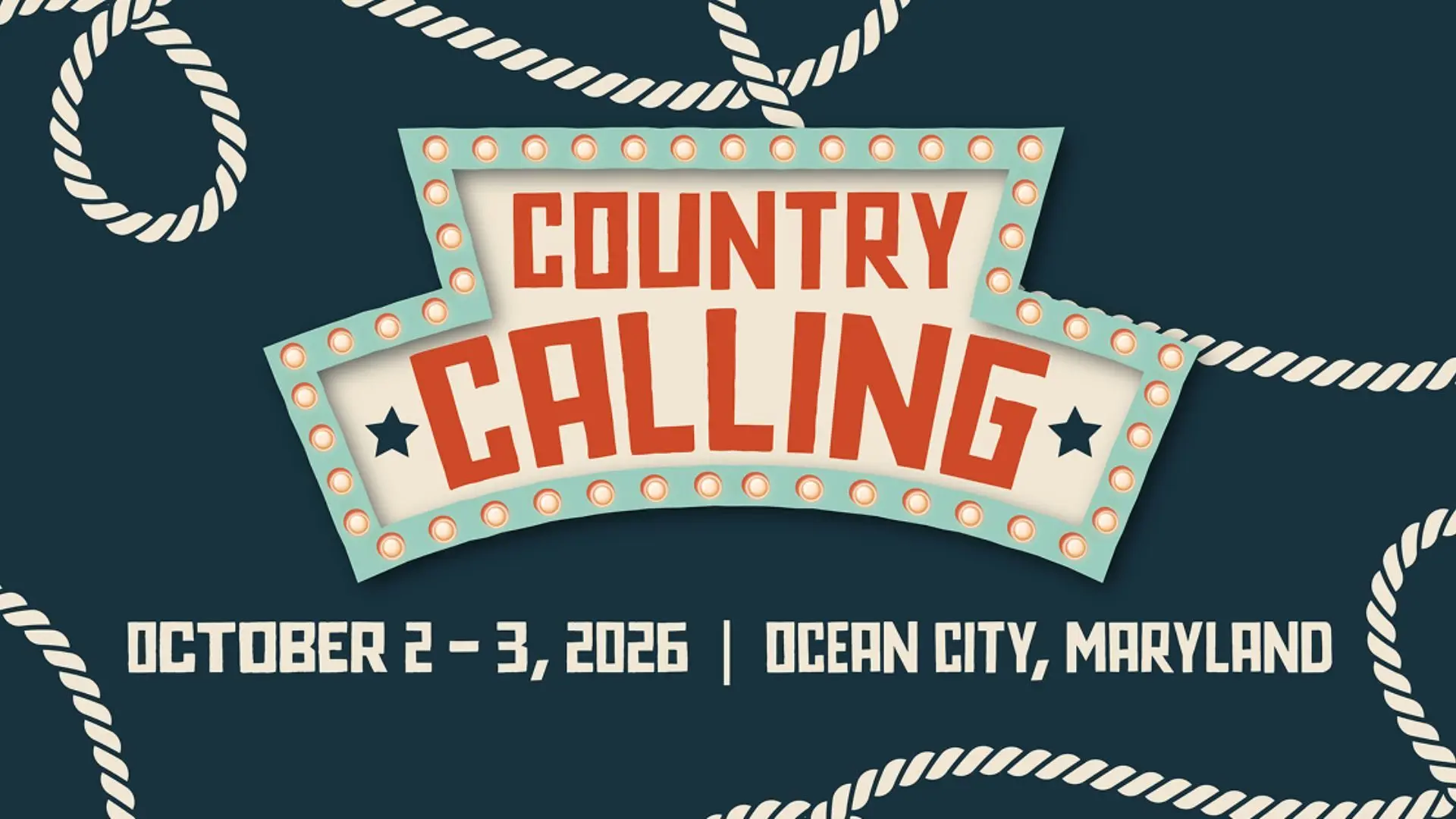 Image promoting the Country Calling Festival in Ocean City, Maryland on October 2nd - October 3rd