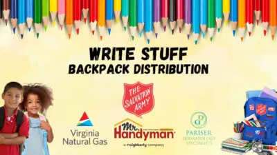 Image promoting The Write Stuff School Supply Drive