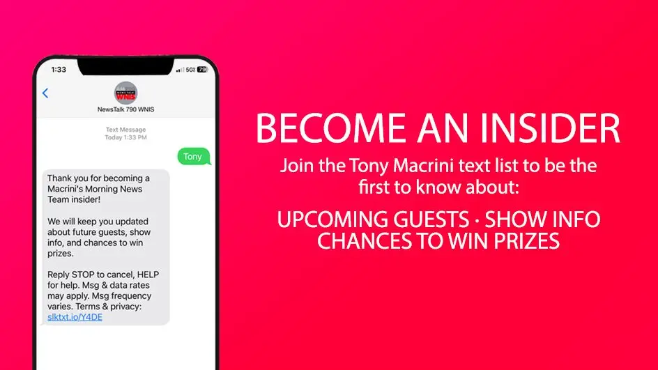 A graphic promoting the NewsTalk 790 texting service