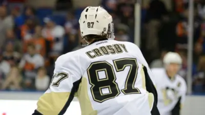 NHL Hockey player Sidney Crosby of the Pittsburgh Penguins. Penguins vs. New York Islanders at Nassau Veterans Memorial Coliseum. UNIONDALE^ NEW YORK^ UNITED STATES – May 5^ 2013