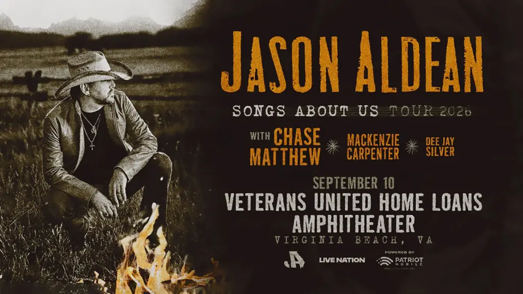 A graphic promoting Jason Aldean's Songs About Us Tour