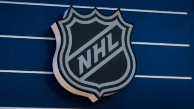 The NHL Logo is seen on the facade of a building. San Francisco^ CA - Sept 1 2025