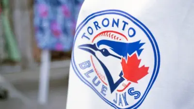 Detail of Blue Jays memorabilia. The Toronto Blue Jays are a professional baseball team located in Toronto^ Canada. Members of the Eastern Division of MLB TORONTO^CANADA-July 22^2015