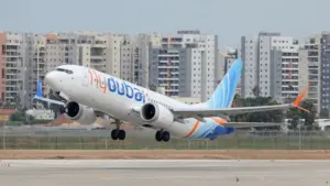 Boeing 737 MAX 8 - FlyDubai take off from Ben gurion airport Tel Aviv ^ Israel - 03.14.2023