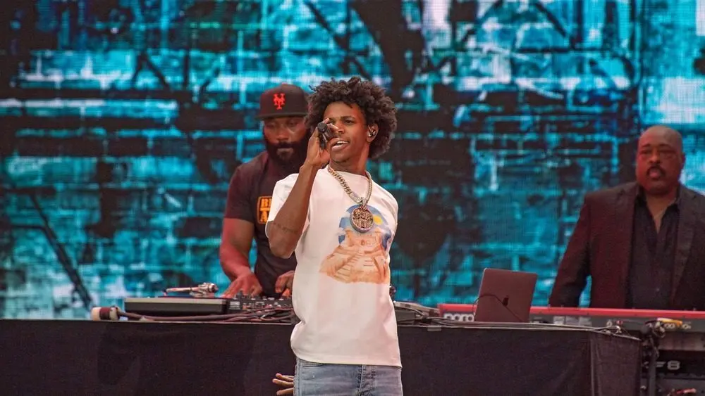 Boogie wit da Hoodie performs during "We Love NYC: The Homecoming Concert" at the Great Lawn in Central Park on August 21^ 2021 in New York City.