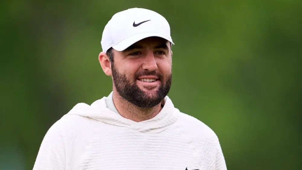 Scottie Scheffler of United States in action during a practice round prior to the 2024 PGA Championship at Valhalla Golf Club on May 13^ 2024 in Louisville^ Kentucky.