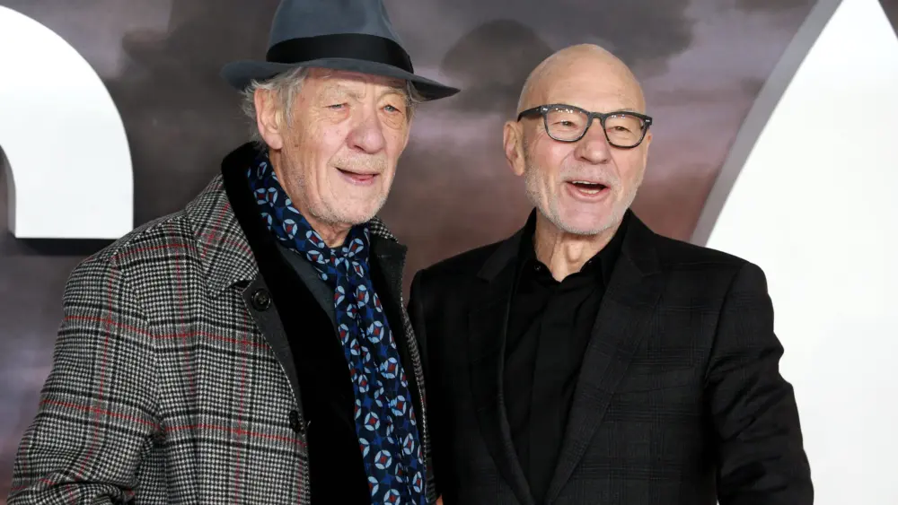 Ian McKellen and Patrick Stewart attend the 'Star Trek; Picard' TV show premiere at the Odeon Luxe cinema in Leicester Square in London^ United Kingdom-January 15^ 2020